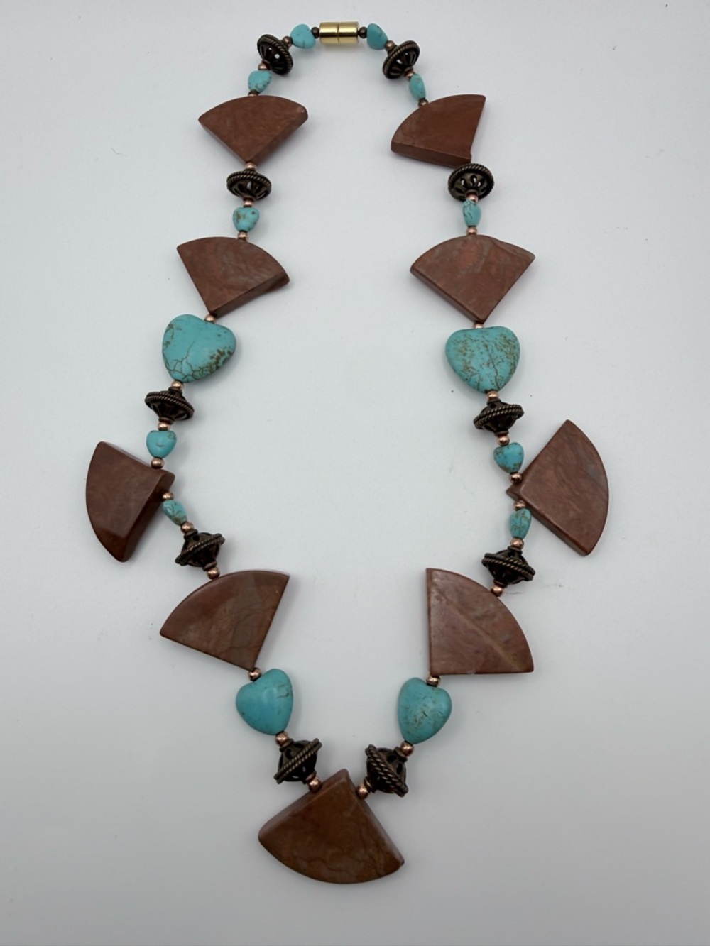 Vintage Southwestern Mahogany Jasper & Turquoise Statement Necklace